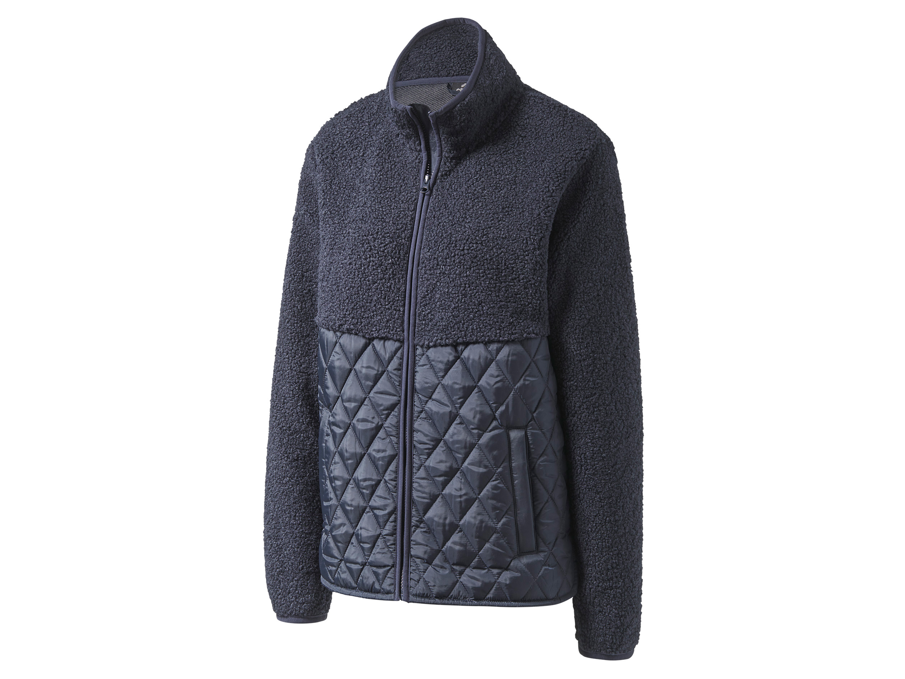 Crivit Bluza damska z imitacji skóry jagnięcej i pikowaniem XS 32/34, Granatowy