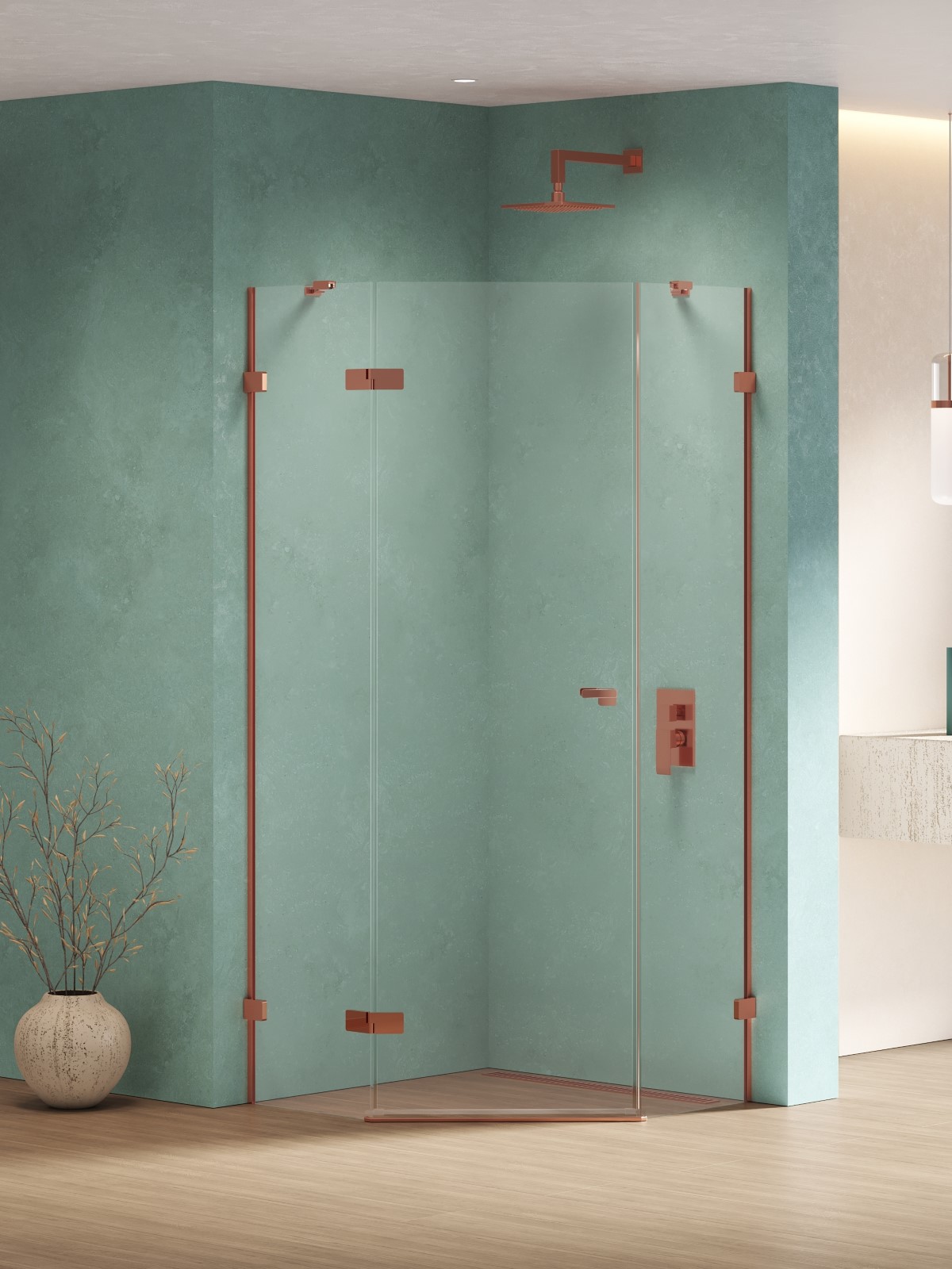 Darmowa Dostawa - Kabina prysznicowa 90x90 cm miedź połysk/szkło przezroczyste New Trendy Eventa Copper Shine EXK6515