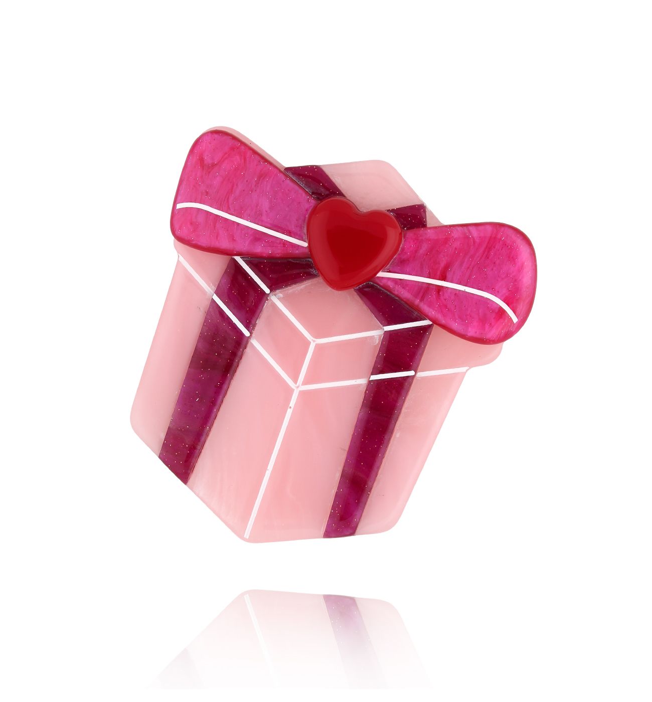 Broszka różowa z prezentem Gift of Love BRZA0052 - By Dziubeka