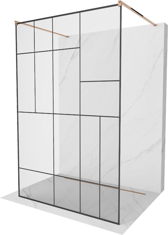 Ścianka prysznicowa Mexen Kioto czarny wzór 110 x 200 cm 800-110-002-60-78 1 szt.