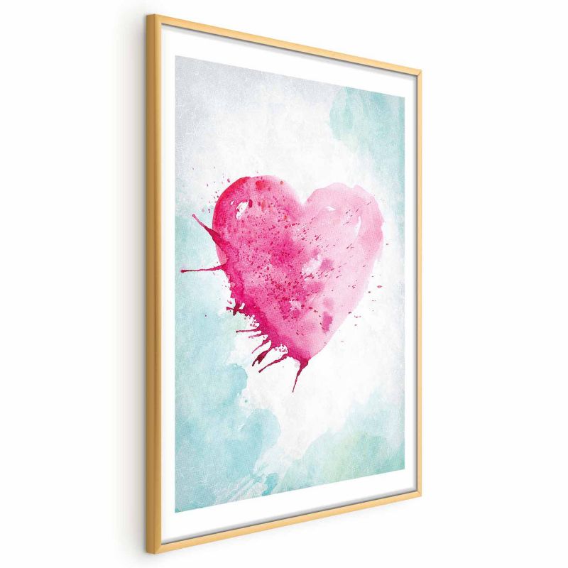 Plakat Artgeist Akwarelowe serce 60x90 cm z ramą złotą 1 szt