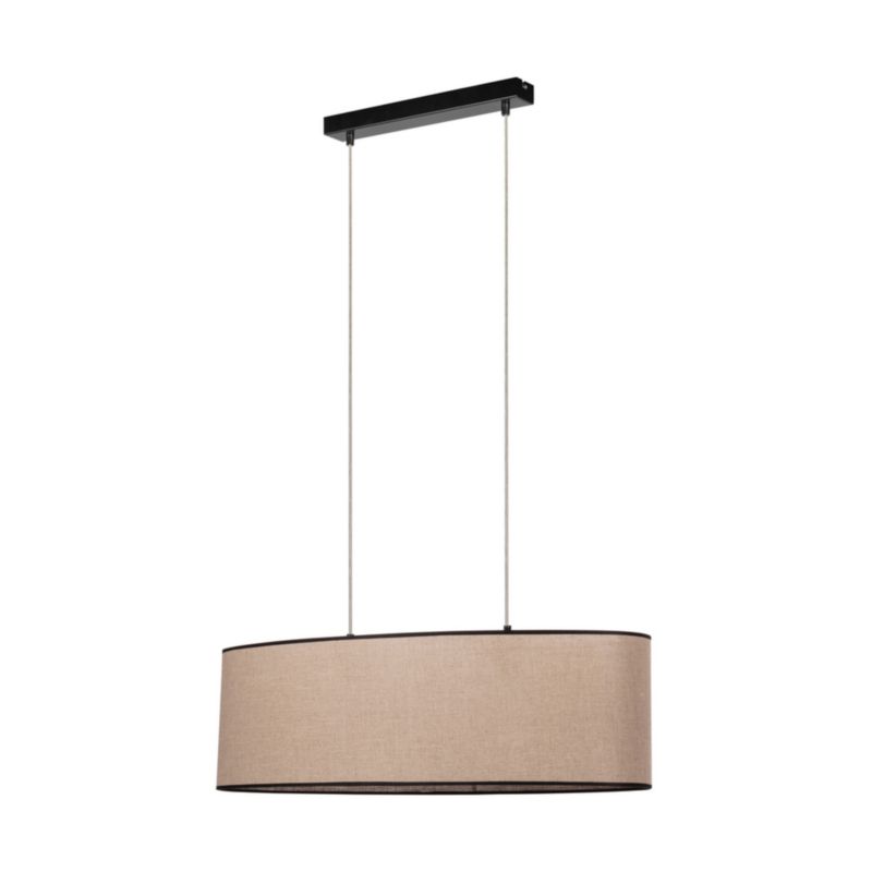 Lampa Wisząca SPOT Light 2xE27 Max.40W Połączenie Czerni z Beżowo Czarnym Lnem, Polski Producent, 1 szt.