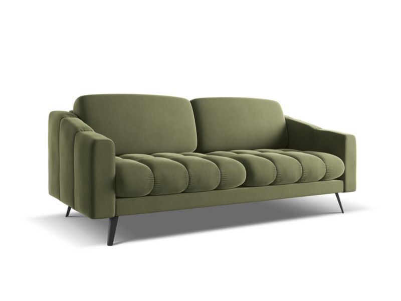 Kanapa 3-osobowa Makamii Nalu z weluru 202x95 cm oliwkowy 1 szt.