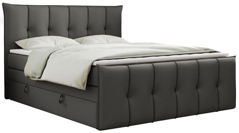 Łóżko kontynentalne MKS Meble PREMIUM 11 KING 200x200 H4 Ciemnoszary ecoskóra 1szt.