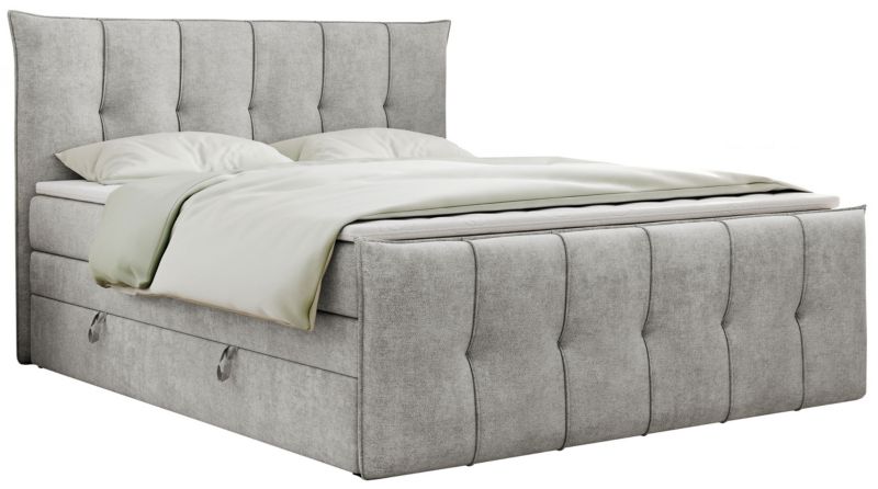 Łóżko kontynentalne MKS Meble PREMIUM 11 KING 180x200 H4 Jasnoszary struktura 1szt.