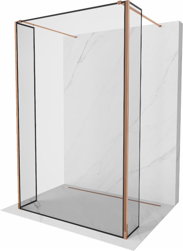 Ścianka prysznicowa Mexen Kioto czarny wzór/różowe złoto 100 x 30 cm 800-100-030-222-60-70-030 1 szt.