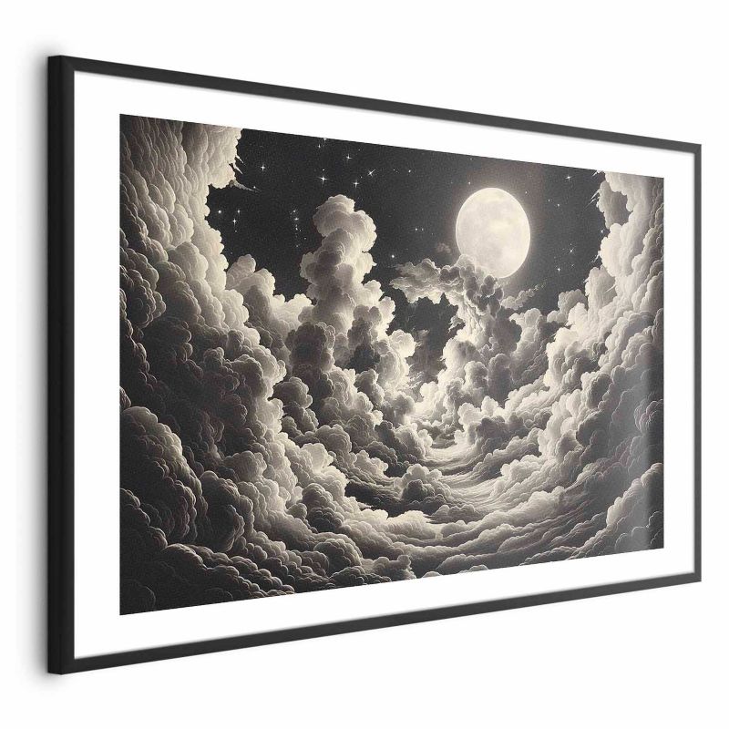 Plakat Artgeist Księżyc wśród chmur 60x40 cm z ramą czarną 1 szt