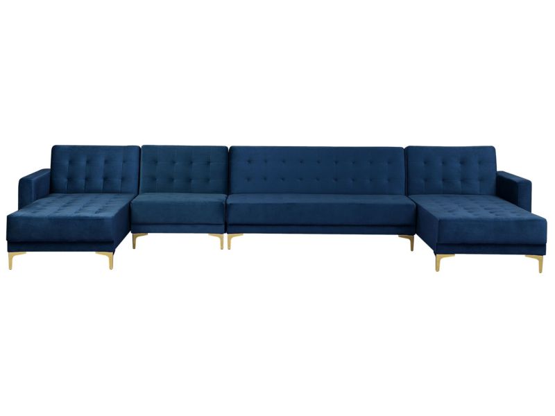 Sofa XXL Aberdeen Granatowy Welur Uniwersalny 1 szt.
