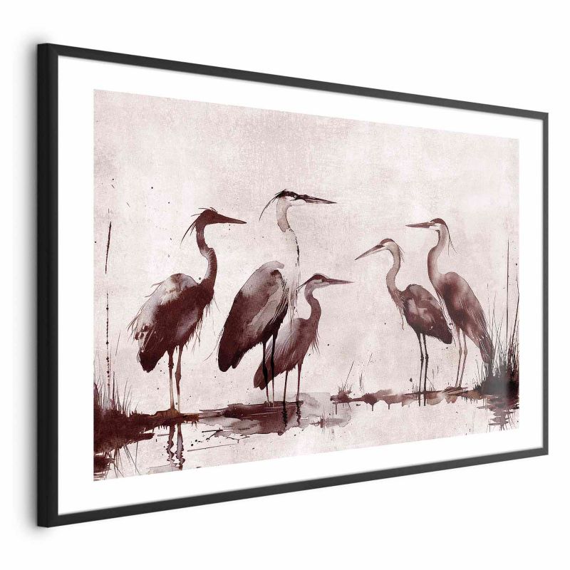 Plakat Artgeist Malowane czaple 30x21 cm z ramą czarną 1 szt
