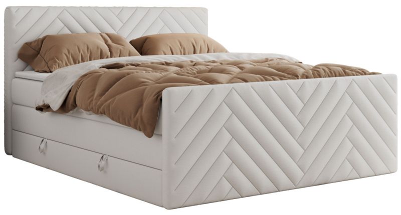 Łóżko kontynentalne MKS Meble PARIS KING DUO 200x200 H4 Biały ecoskóra 1szt.