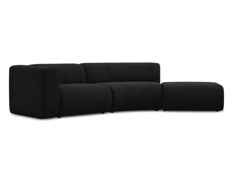 4-osobowa kanapa modułowa prawa Makamii Ekahi z tkaniny szenilowej 335x166 cm czarny 1 szt.