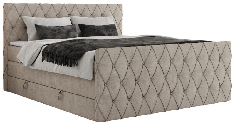 Łóżko kontynentalne MKS Meble MIREN KING DUO 120x200 H4 Beżowy struktura 1szt.