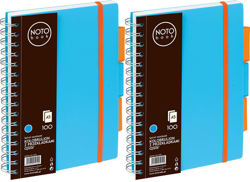 2x Kołonotatnik Grand NOTOBook, A5, w kratkę, 100 kartek, okładka PP, niebieski