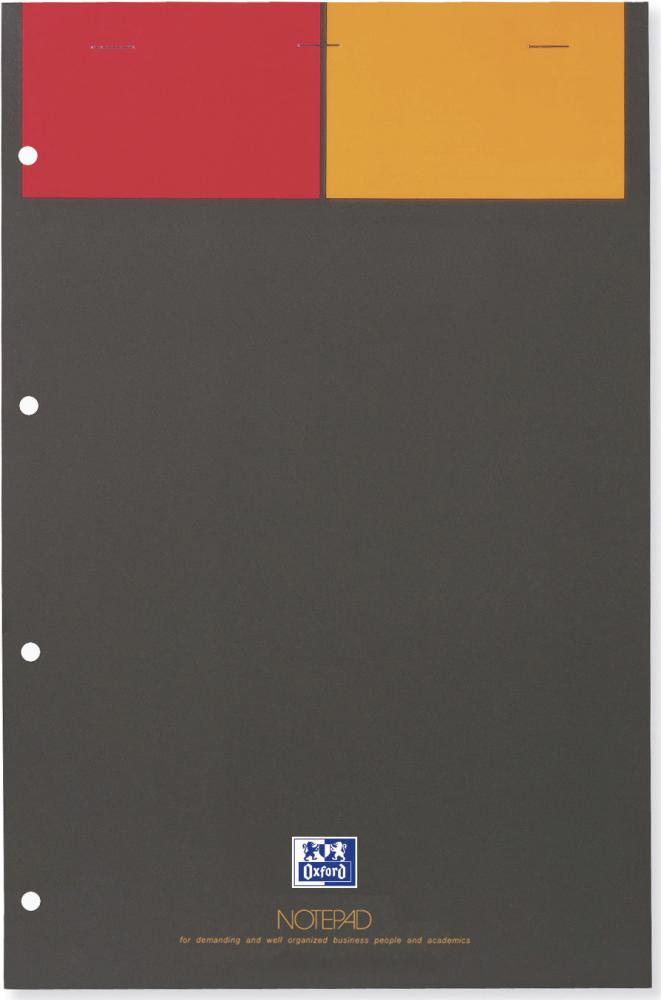 Blok biurowy w kratkę Oxford International Notepad, A4+, twarda oprawa, 80 kartek, szary