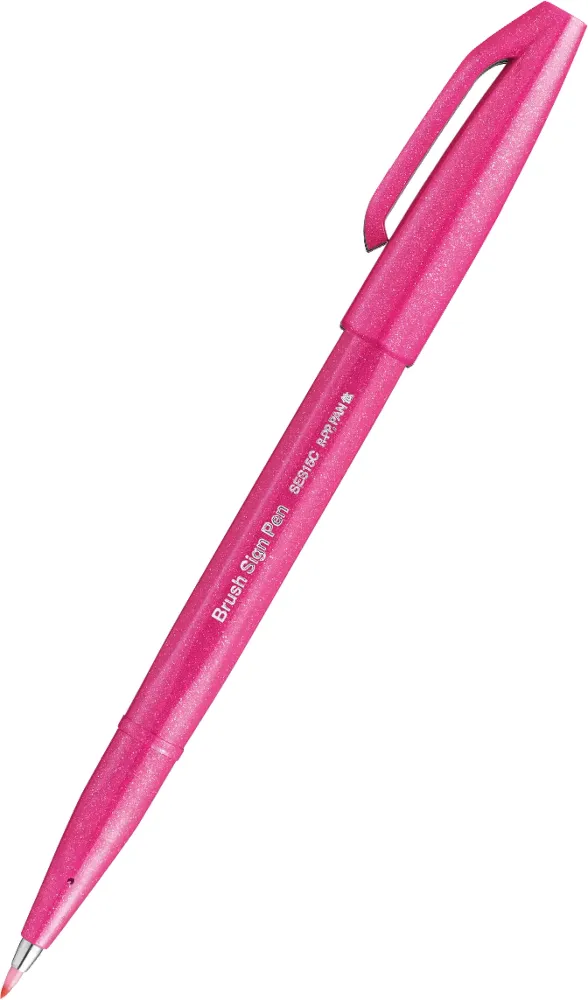 Pisak pędzelkowy do kaligrafii Pentel Brush Sign Pen SES15C, 2.07mm, różowy