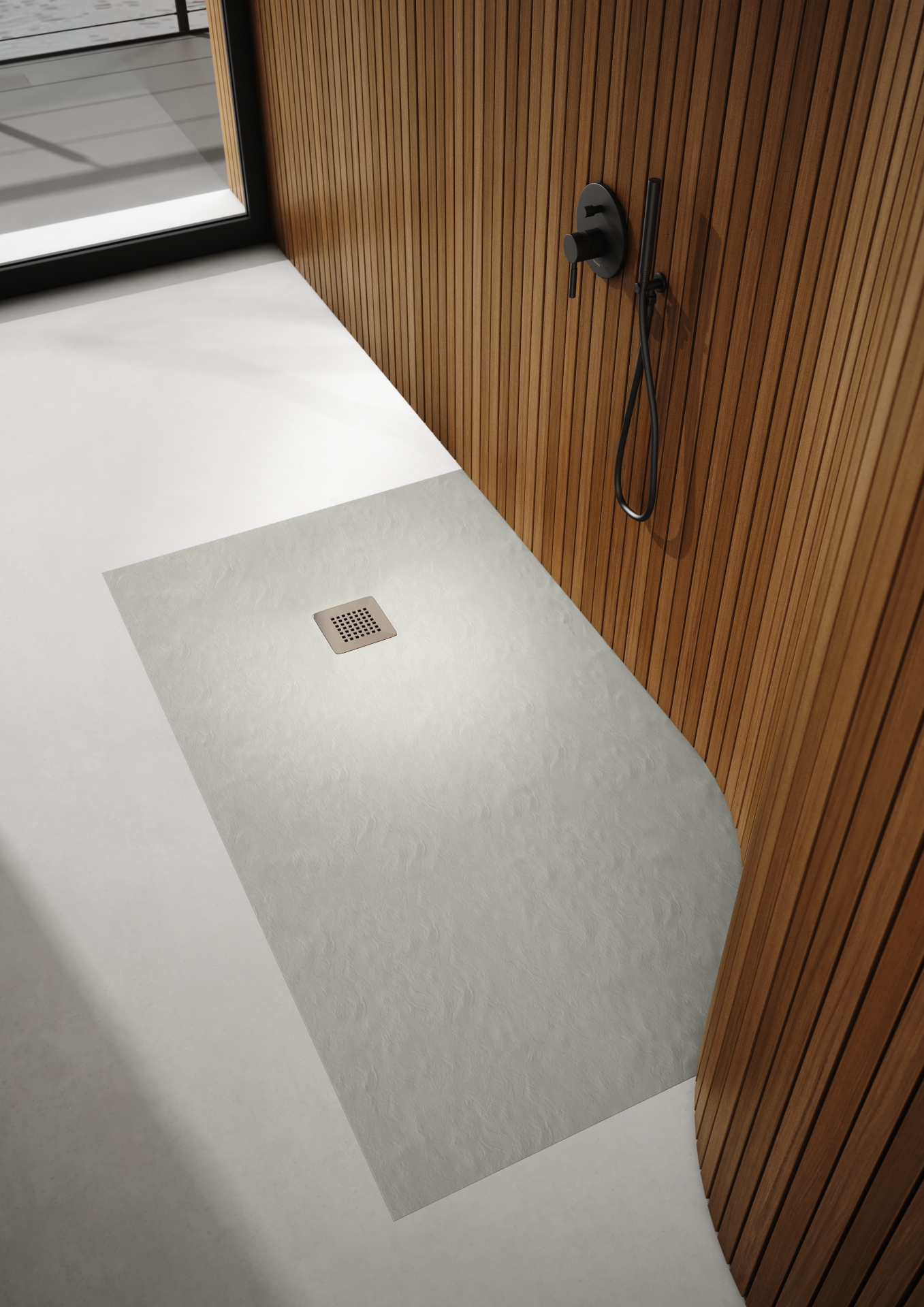 Schedpol Kalait Cement Stone brodzik 160x80 cm prostokątny Stonicryl cement 3.3112/CT/ST-M2