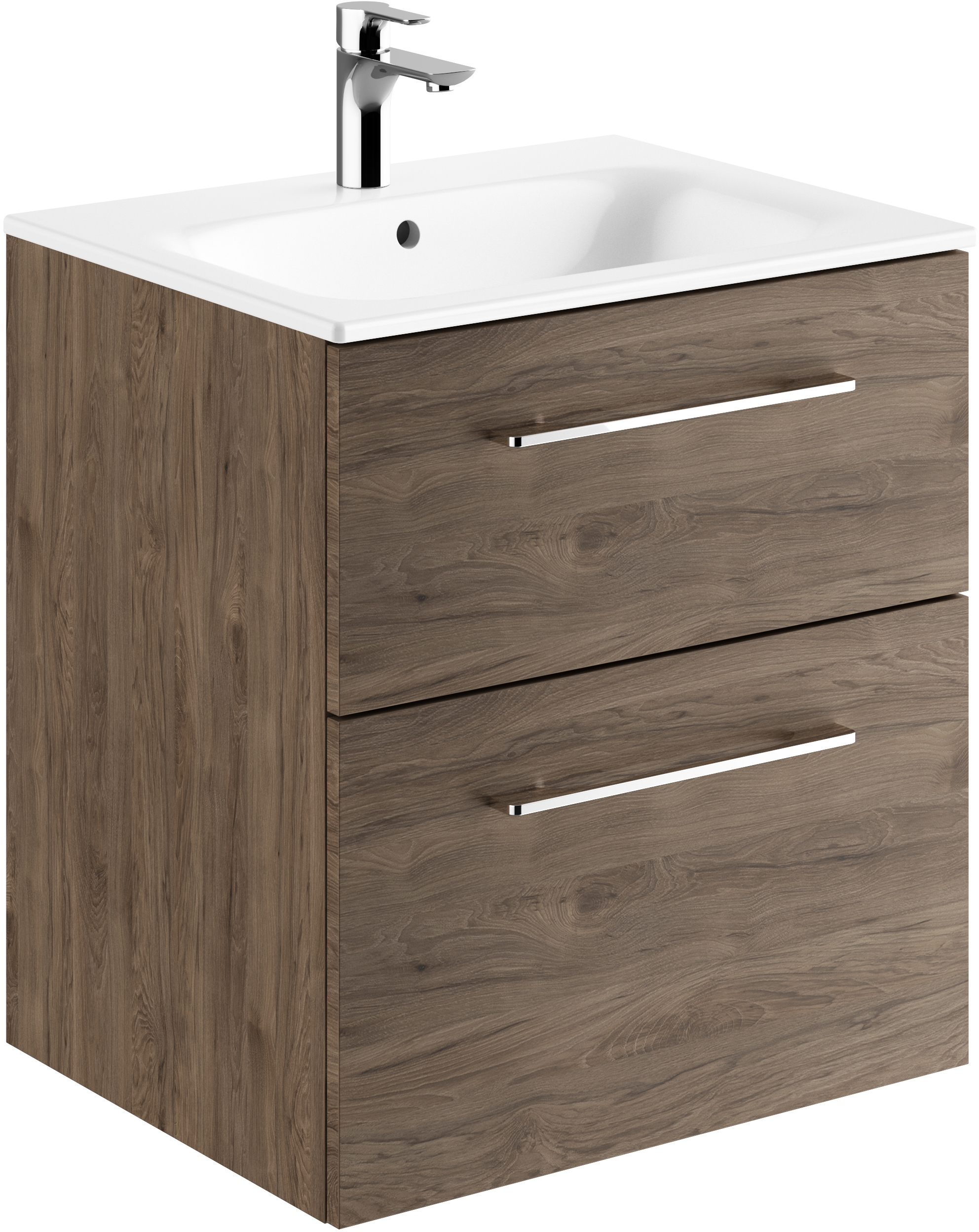Geberit Selnova Square umywalka z szafką 60 cm zestaw meblowy biały/orzech włoski 501.238.00.1