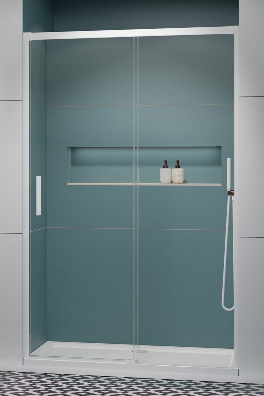 Radaway Idea White DWJ drzwi prysznicowe 140 cm wnękowe prawe biały mat/szkło przezroczyste 387018-04-01R