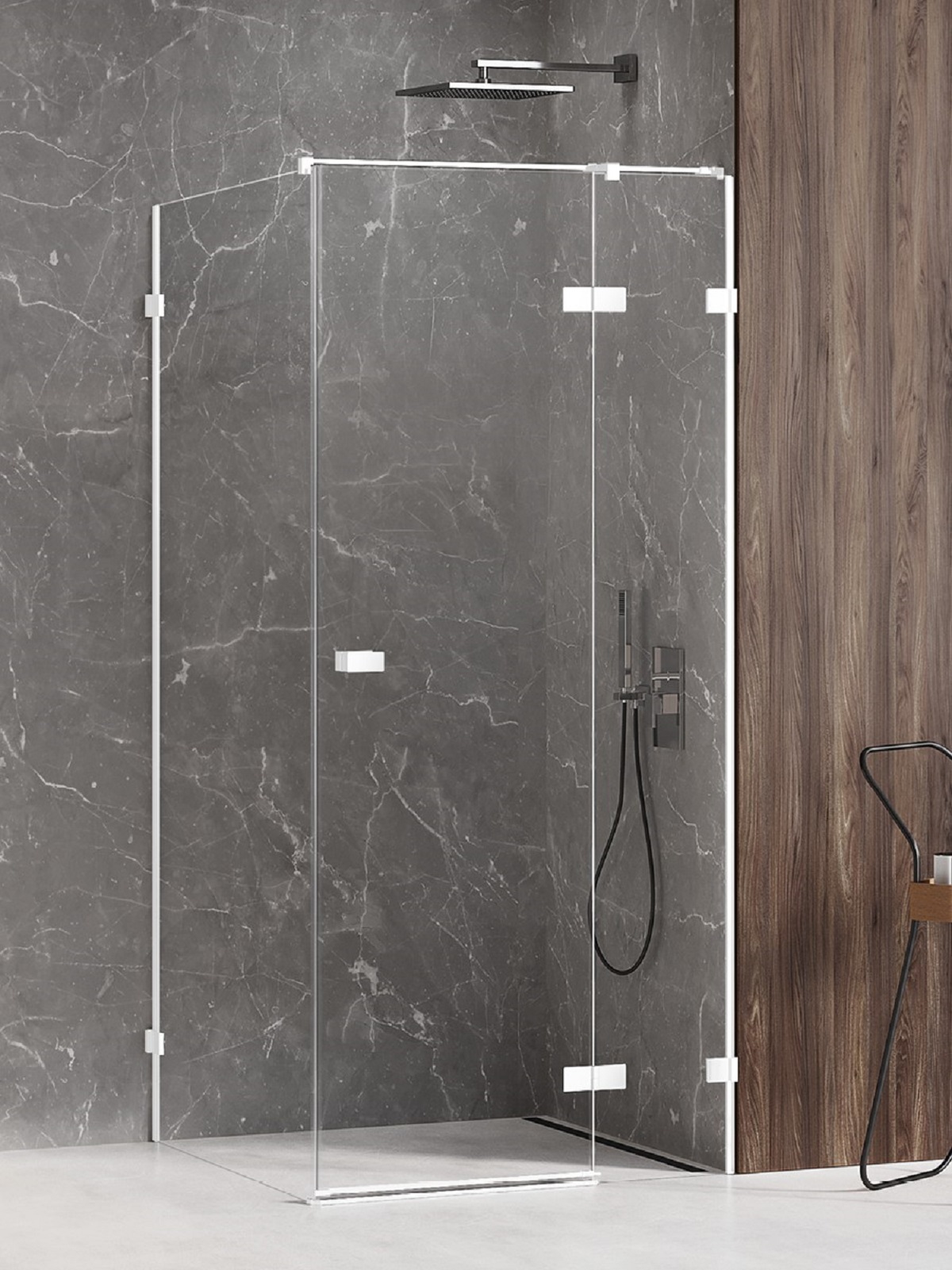 New Trendy Avexa White kabina prysznicowa 80x90 cm prostokątna prawa biały mat/szkło przezroczyste EXK-2733
