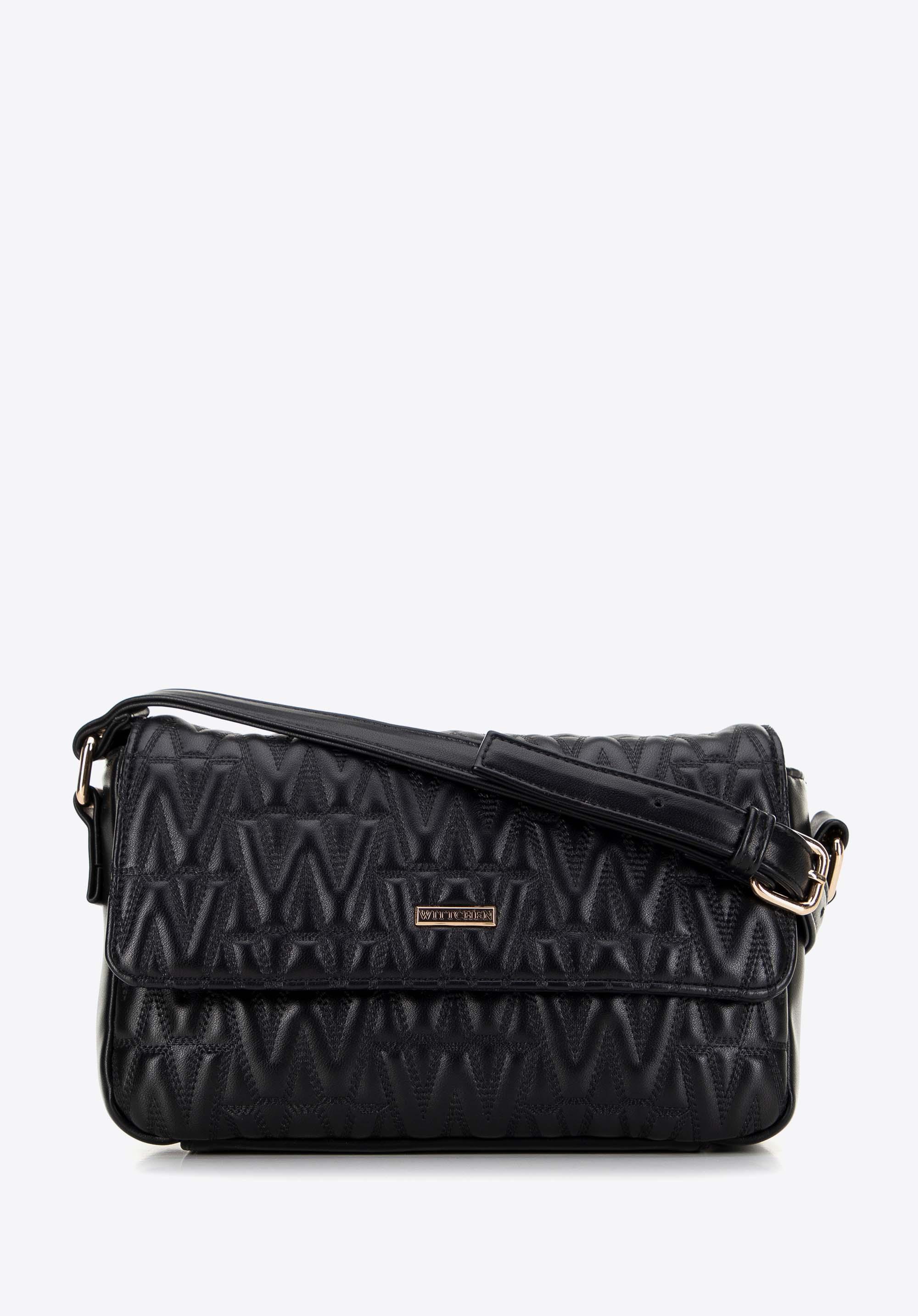 Damska torebka crossbody z przeszyciami czarna