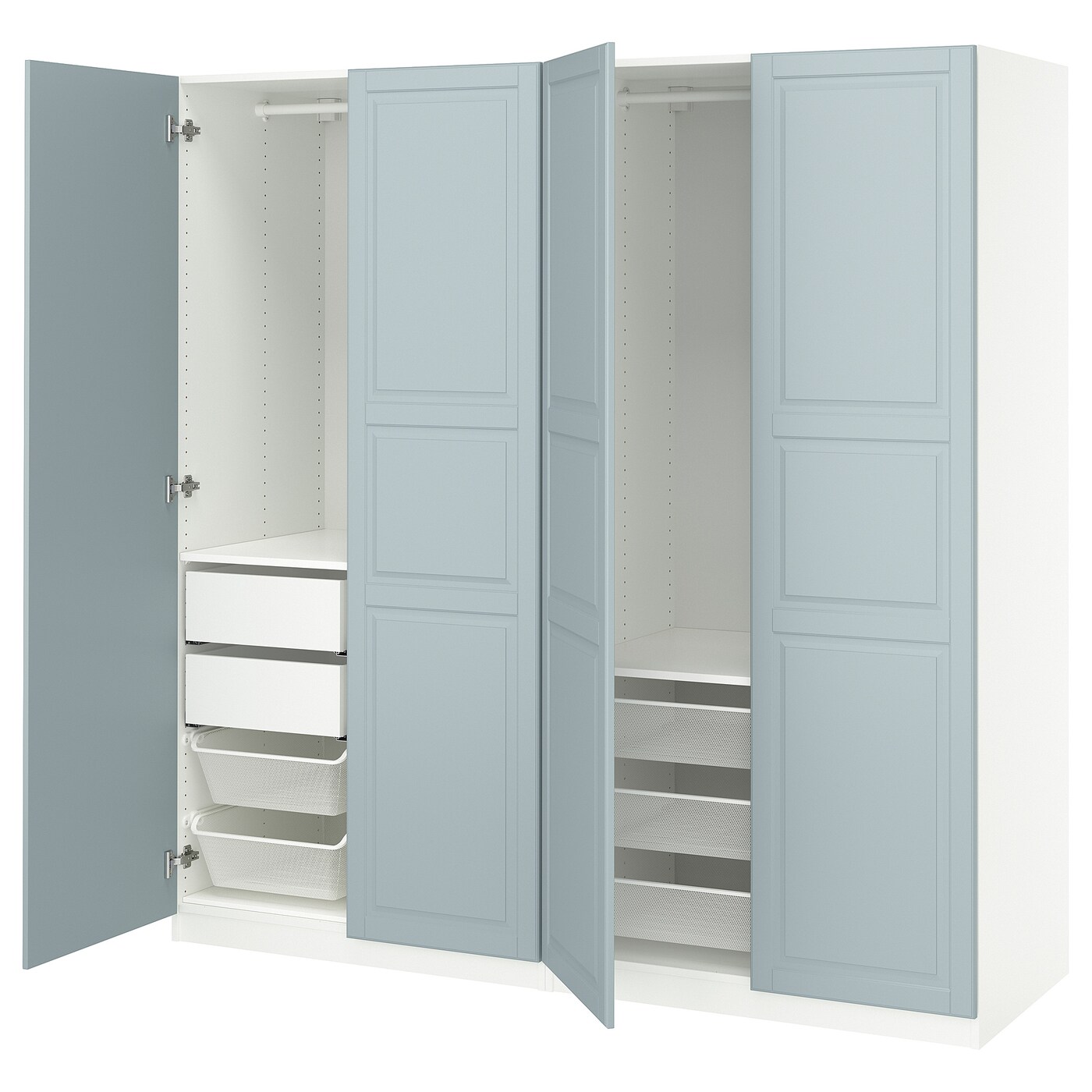 IKEA PAX / FJÄREHALS kombinacja szafy, biały/jasny szaroniebieski, 200x66x201 cm