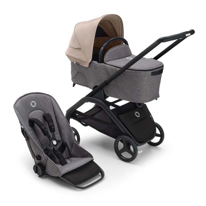 Bugaboo Dragonfly - wózek głęboko-spacerowy 2w1-Black-Desert Taupe-Grey Melange