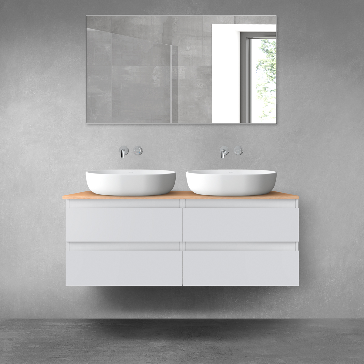 Darmowa Dostawa - Zestaw mebli łazienkowych 120x46.4x48.6 cm podumywalkowa wisząca szara Oltens Vernal 68215700