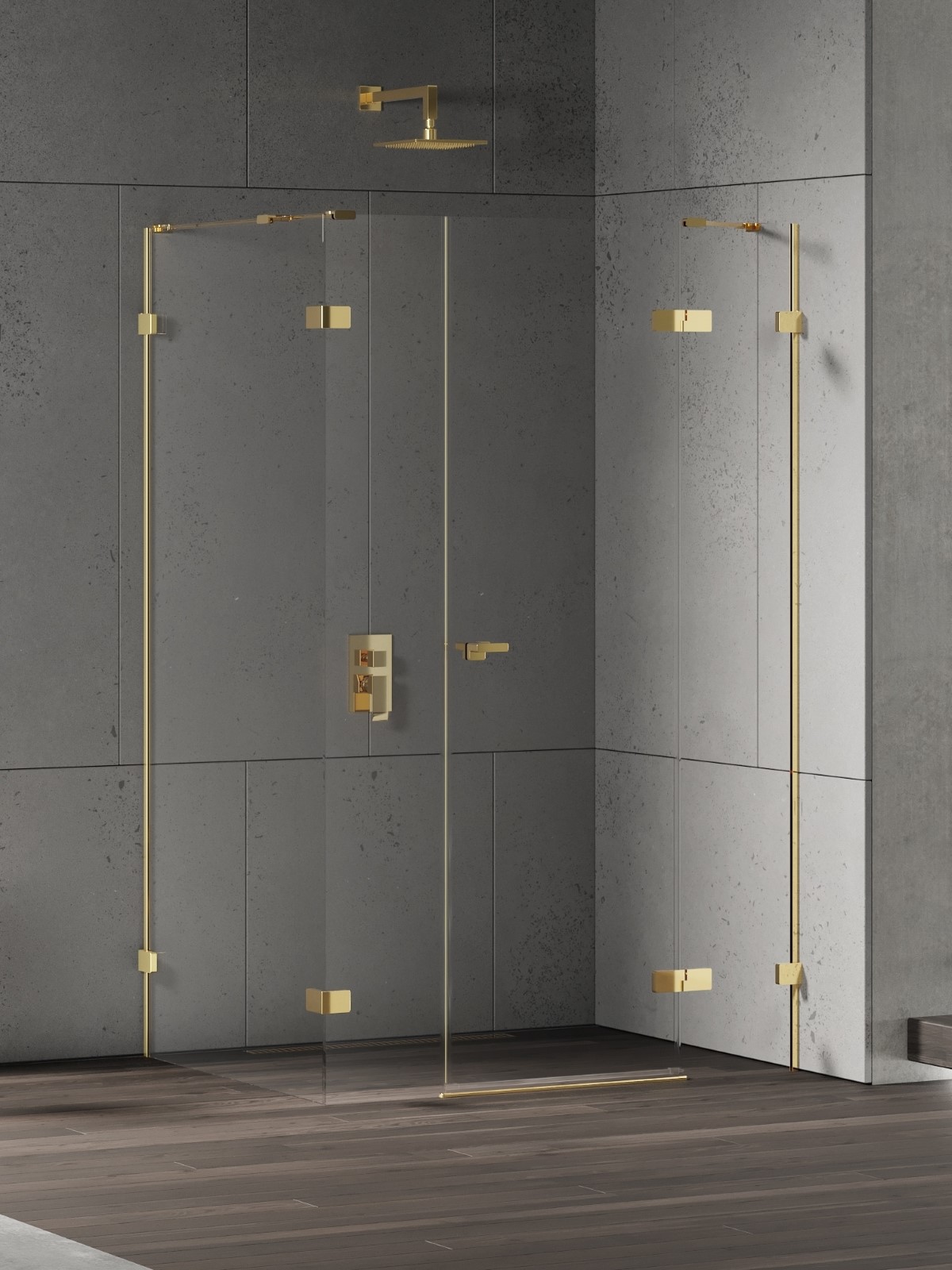 Darmowa Dostawa - Kabina prysznicowa 130x100 cm prostokątna złoty połysk/szkło przezroczyste New Trendy Eventa Gold Shine EXK4789