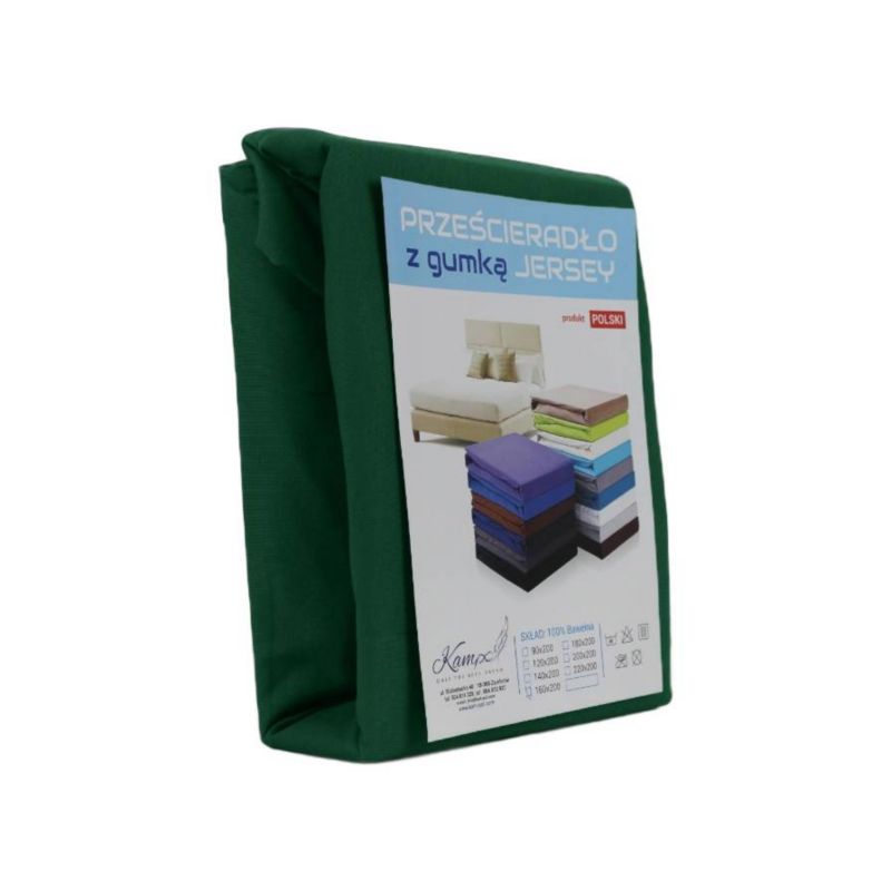 Prześcieradło z gumką Jersey VIP Bok 30cm KAM-POL Zieleń butelkowa 140x200cm 1 szt.
