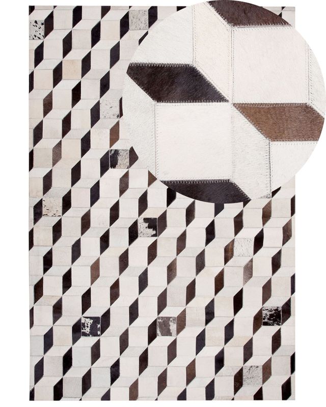 Dywan patchwork skórzany 140 x 200 cm biały Alpkoy 1 szt.