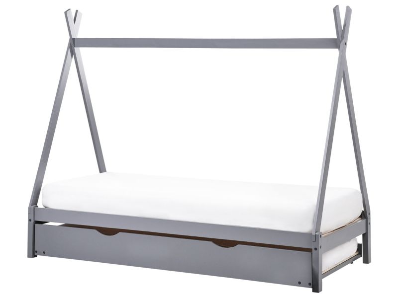 Łóżko wysuwane Drewno sosnowe TALMONTIERS 90 x 200 cm Szary 1 szt.