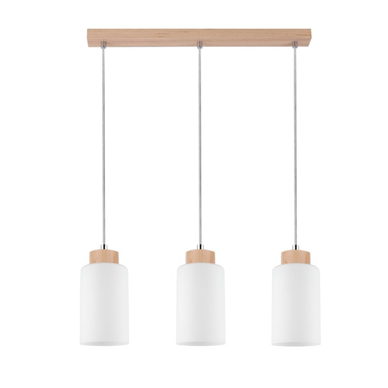 Drewniana Lampa Wisząca SPOT Light 3xE27 Max.60W Naturalna Brzoza FSC z Białym Szkłem, Polski Producent, 1 szt.