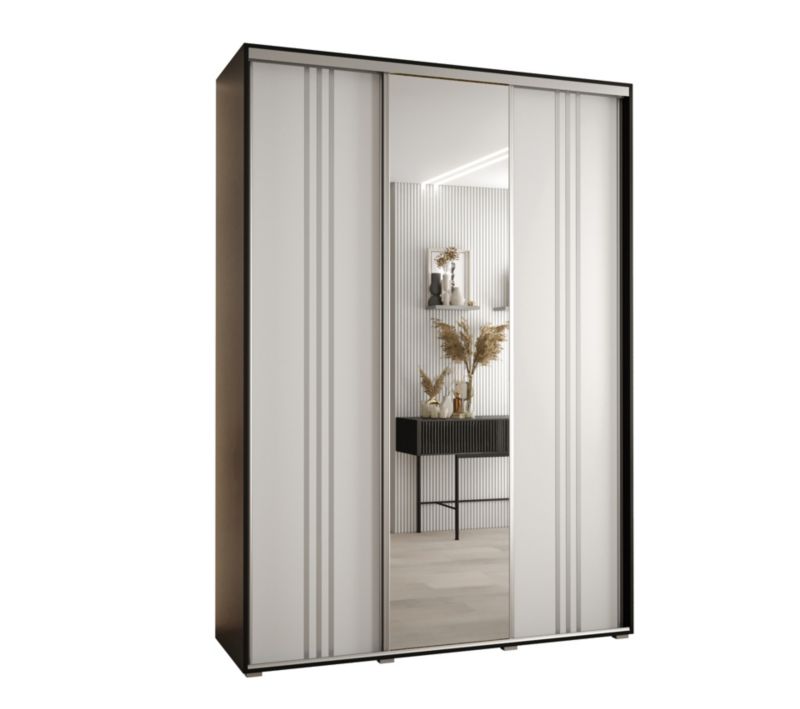 Szafa przesuwna Abiks DAVOS 7 wysoka szer.180cm gł.45cm czarny/biały/srebrny 1szt.