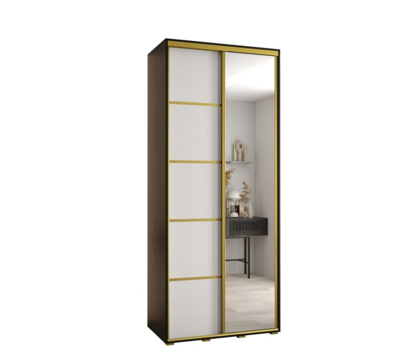 Szafa przesuwna Abiks DAVOS 5 wysoka szer.110cm gł.45cm czarny/biały/złoty 1szt.