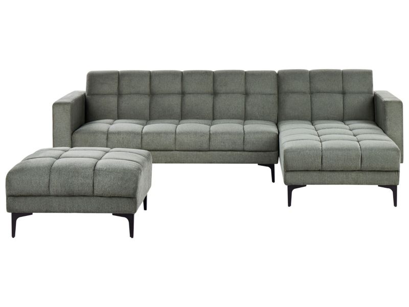Sofa narożna lewostronna z otomaną Alnes Ciemnozielony Lewostronny 1 kpl
