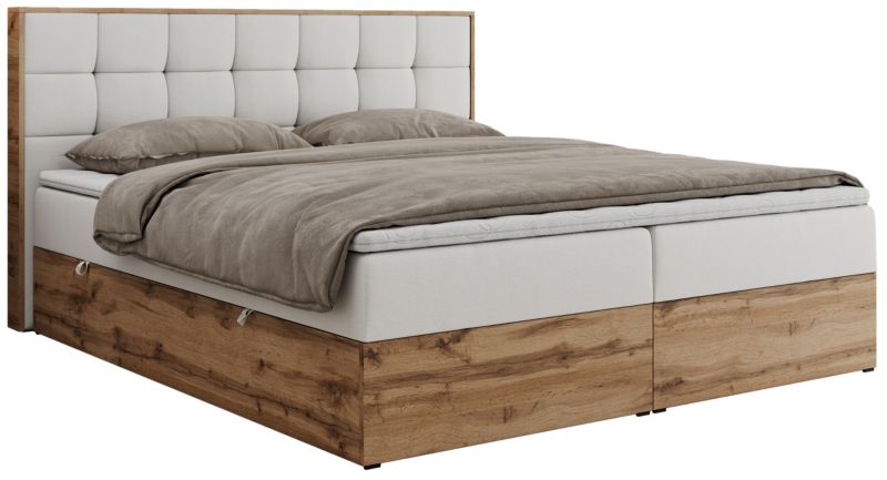 Łóżko kontynentalne MKS Meble ALBERO 1 160x200 H4 Biały ecoskóra 1szt.