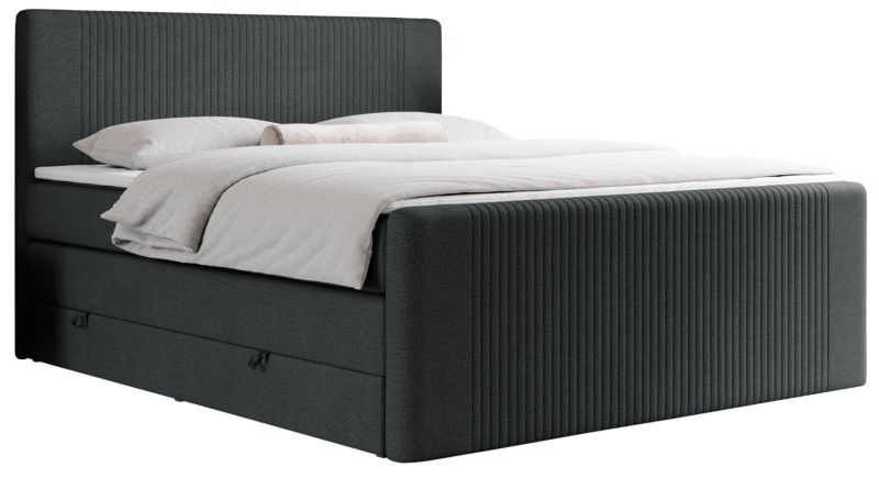 Łóżko kontynentalne MKS Meble KING DOREN 140x200 H3 ciemnoszary struktura 1szt.
