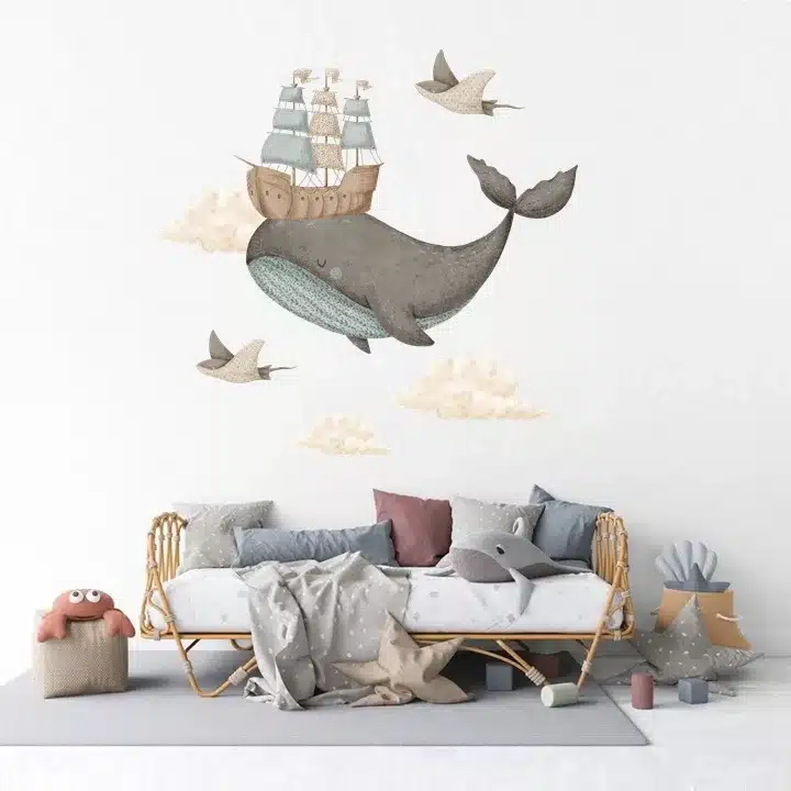 Zestaw naklejek ściennych Dream Ocean Whale 100x100 cm BW