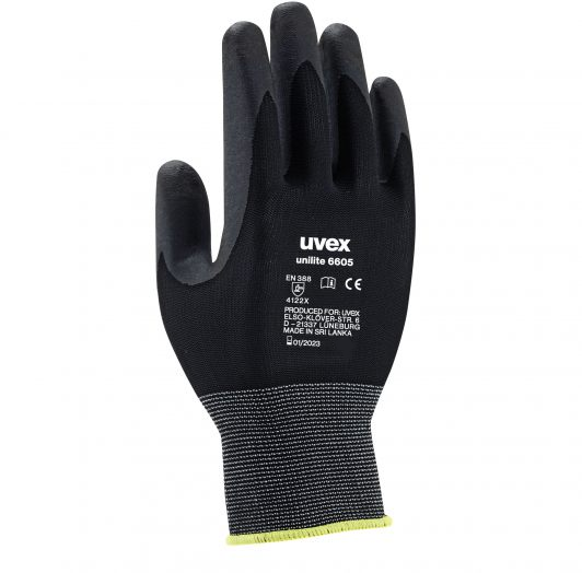 RęRękawice robocze Uvex Unilite, powlekane, rozmiar 10, czarny