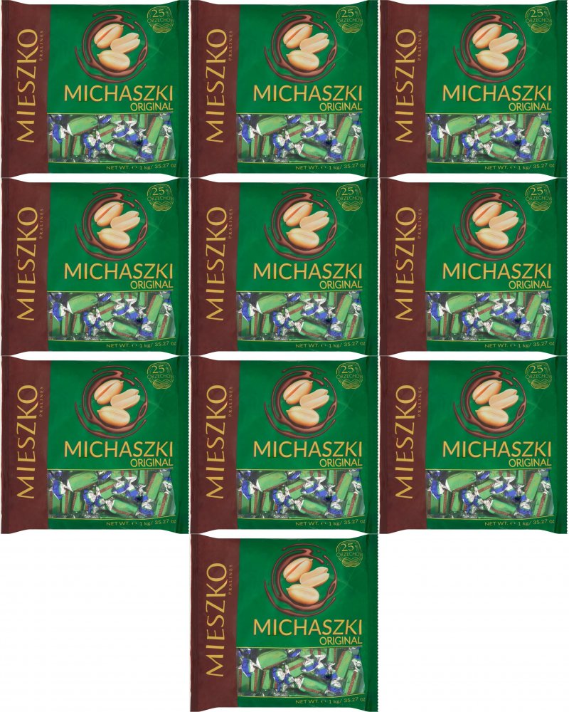 10x Cukierki Mieszko Michaszki Original, orzechowy w czekoladzie, 1kg