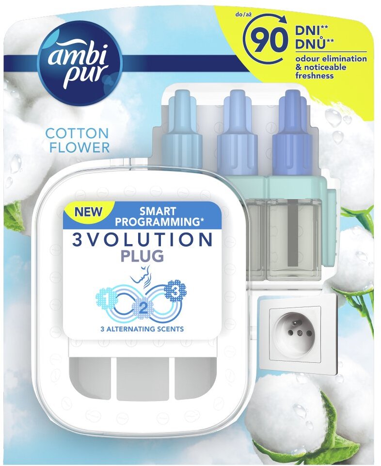 Odświeżacz elektryczny Ambi Pur 3Volution Cotton Flower, urządzenie + wkład 20ml