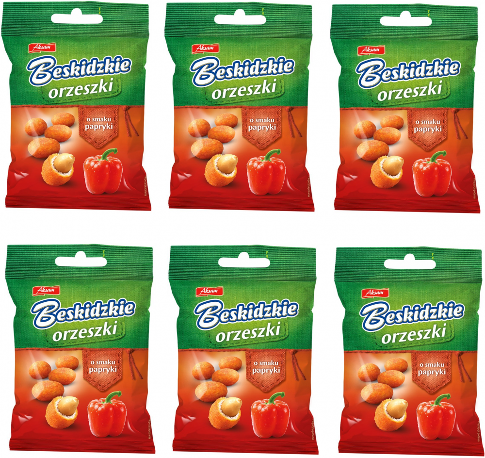 6x orzeszki ziemne Beskidzkie Aksam, paprykowe, 70 g