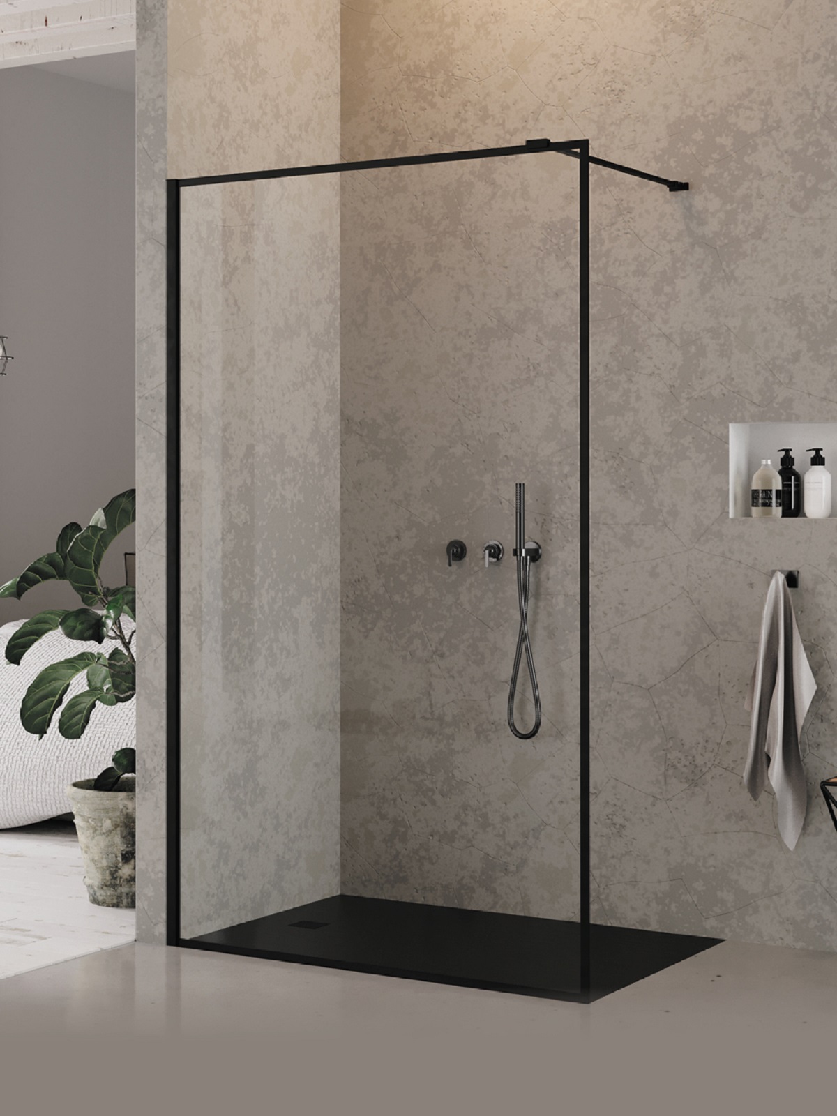 New Trendy New Modus Black ścianka prysznicowa walk-in 80 cm czarny mat/szkło przezroczyste EXK-5556