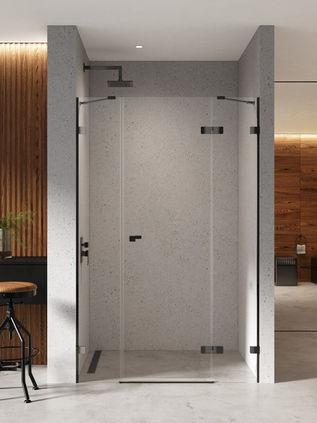 New Trendy Eventa Black Chrome drzwi prysznicowe 150 cm uchylne prawe czarny chrom połysk/szkło przezroczyste EXK-6142