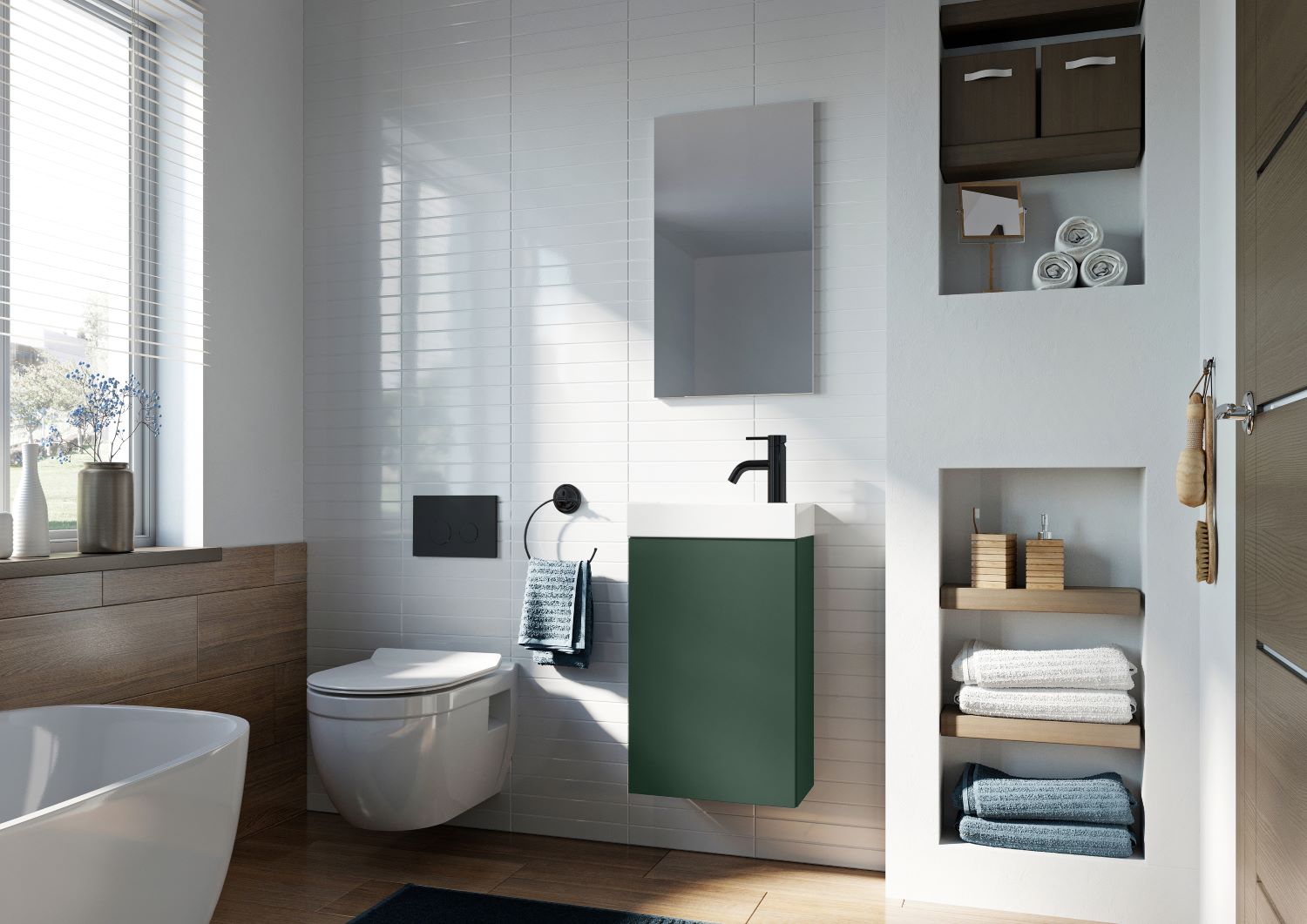 Elita Young Basic umywalka z szafką 40,2 cm forest green matt RE168993007010