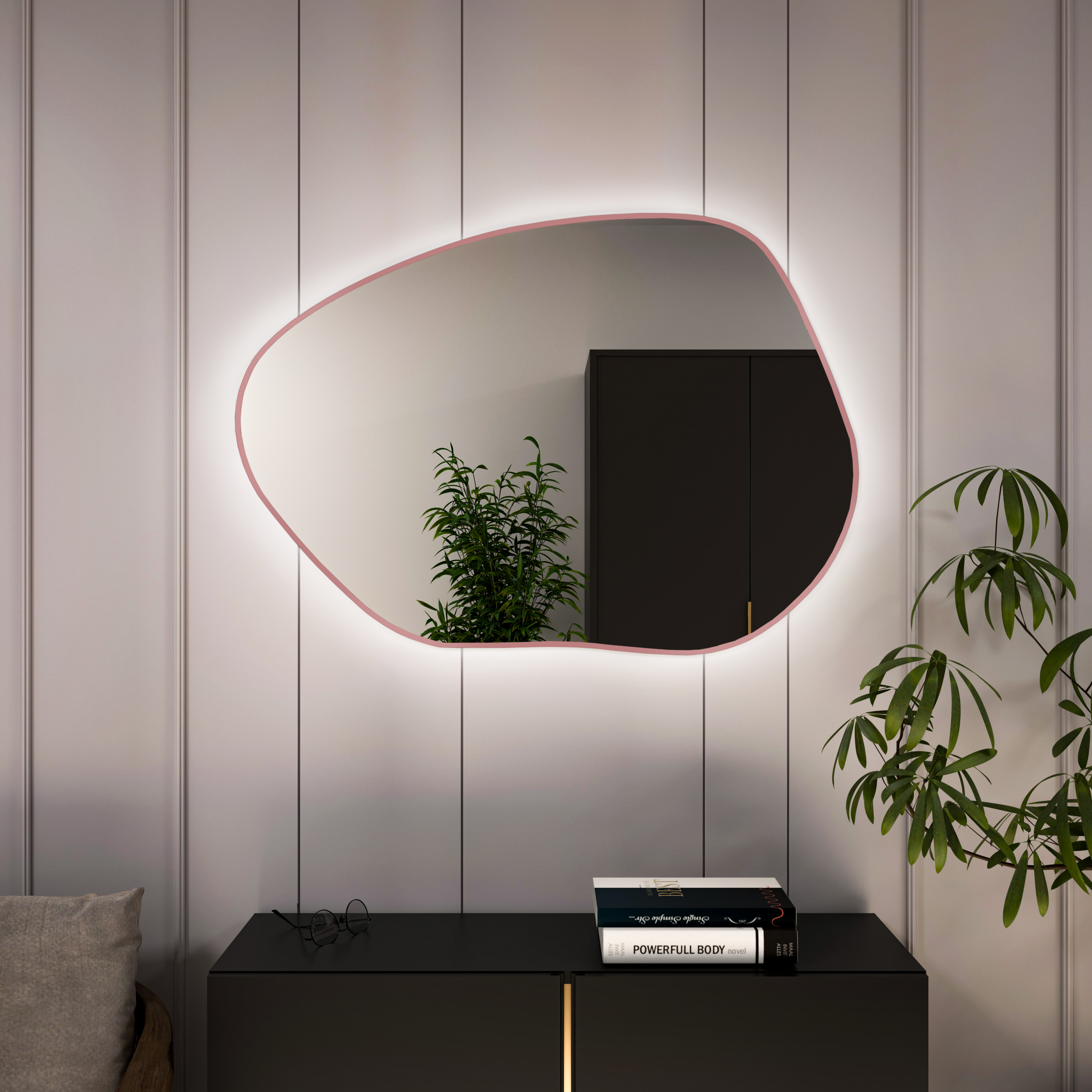 Baltica Design Bright Stain I lustro 60x43 cm pudrowy róż barwa światła ciepła