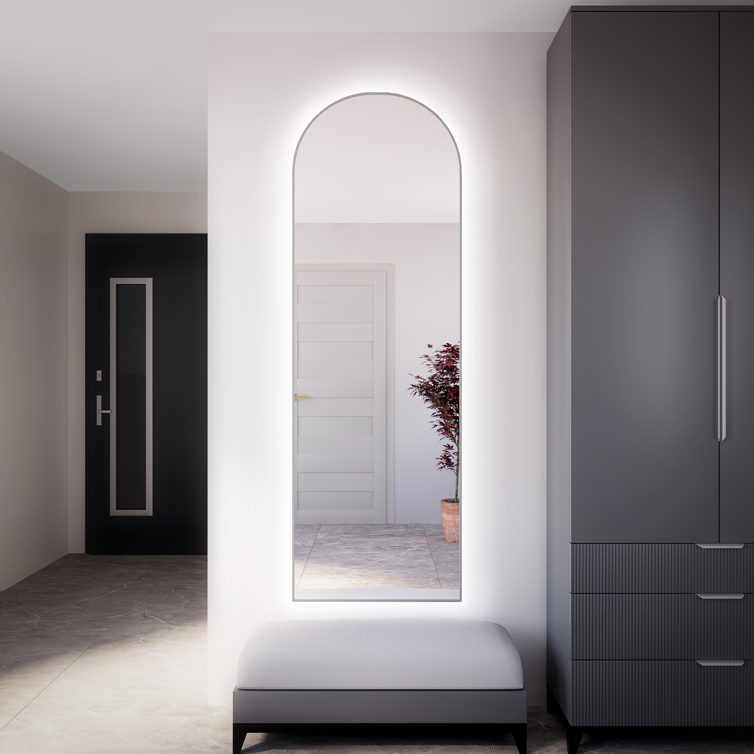 Baltica Design Tiny Border Pastille Cut LED lustro 60x120 cm srebrne barwa światła ciepła