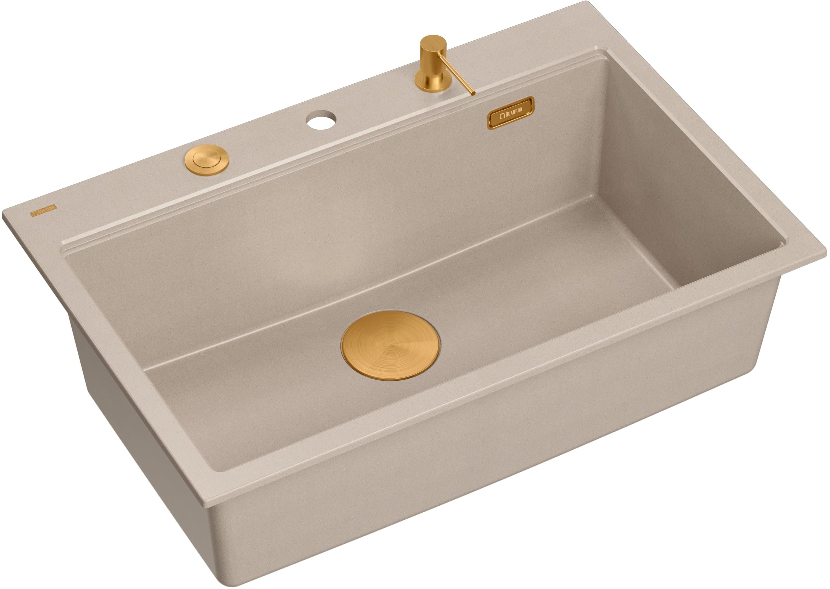 Quadron Marc 110 zlewozmywak GraniteQ 76x50 cm beż/elementy miedziane HQM7650U2_PVDC1