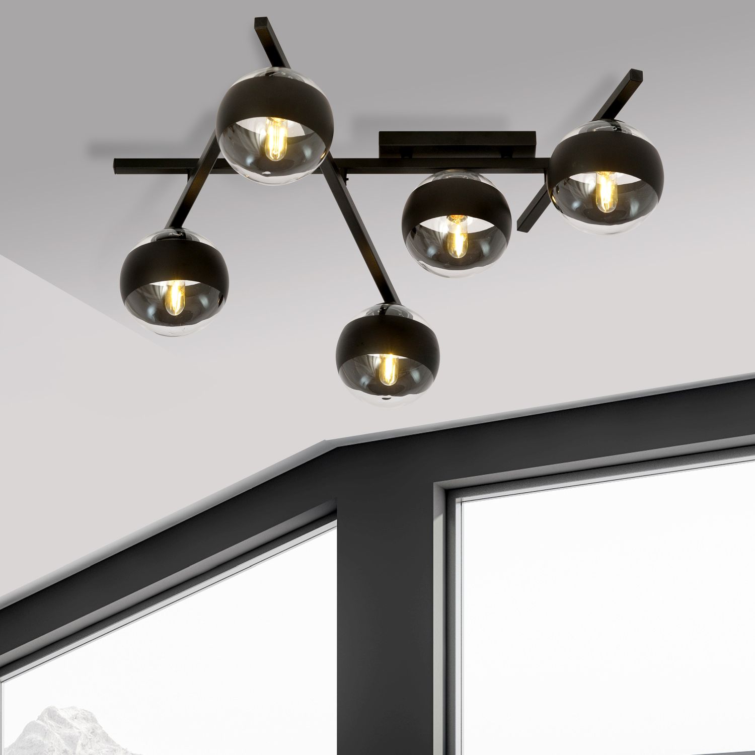 Emibig Smart Stripe lampa podsufitowa 5x10 W czarna-przezroczysta 1105/5