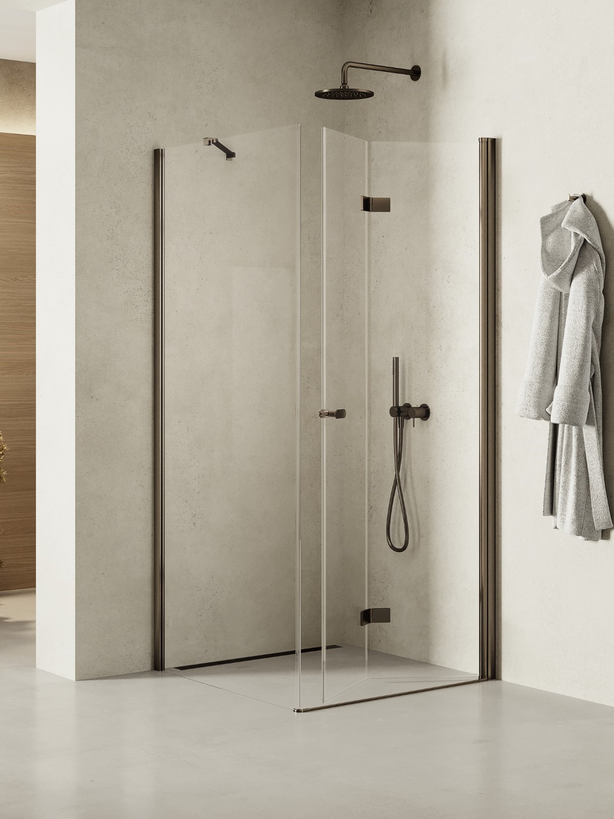 New Trendy New Soleo Gunmetal Brushed kabina prysznicowa 80x110 cm prostokątna grafitowy szczotkowany/szkło przezroczyste K-2227